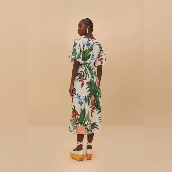 FARM Rio Off-White Midnight Macaw Fiesta Midi Dress - Picture 2 of 8